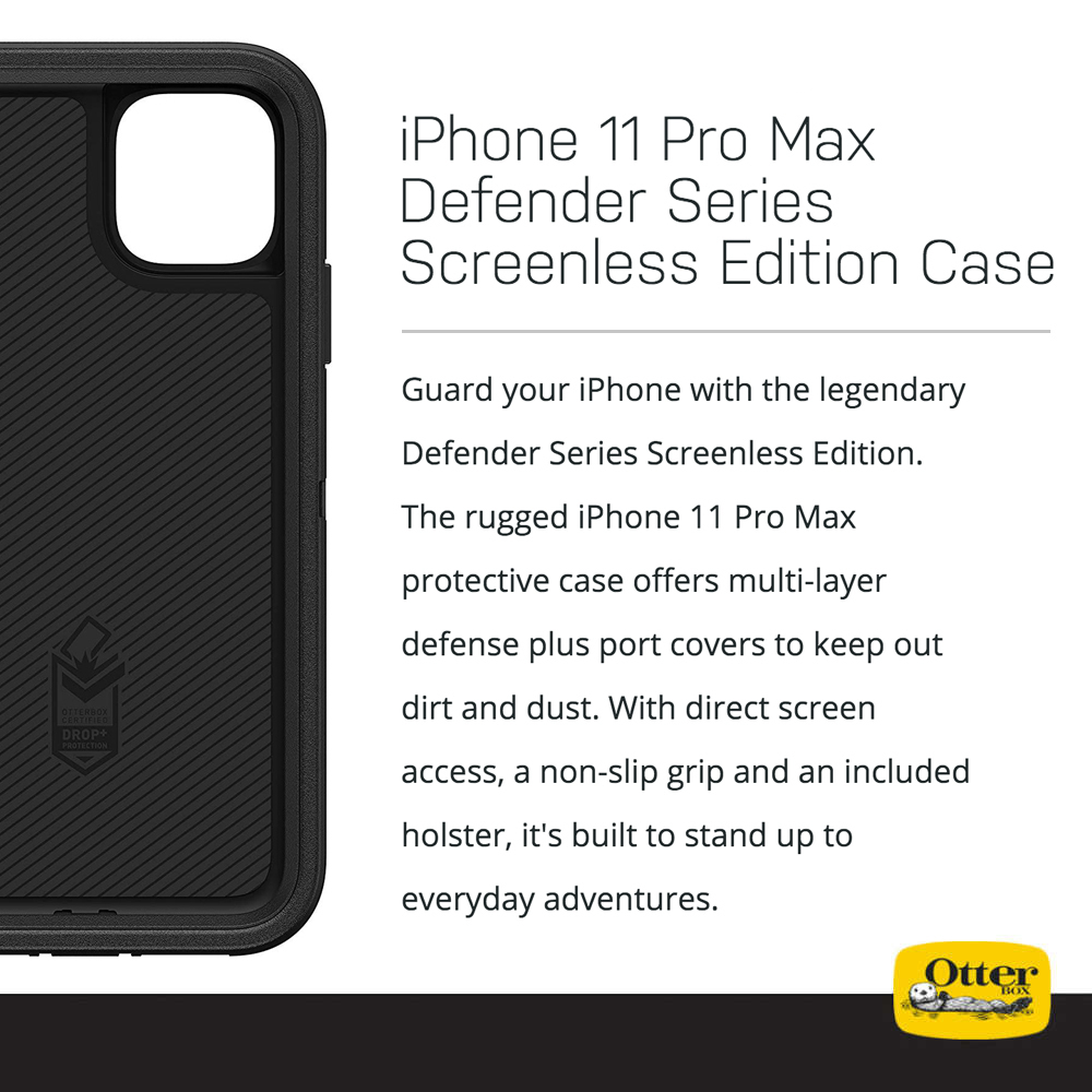 OtterBox iPhone 11 Pro Max Defender ケース【Screenless Edition】(Black)（OtterBox  Defender Case for Apple iPhone 11 Pro Max (Black)）